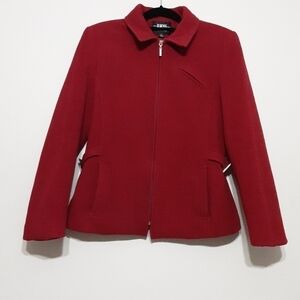 B Moss women coat  M Full Zip  wool event casual Comfy Red Luxury